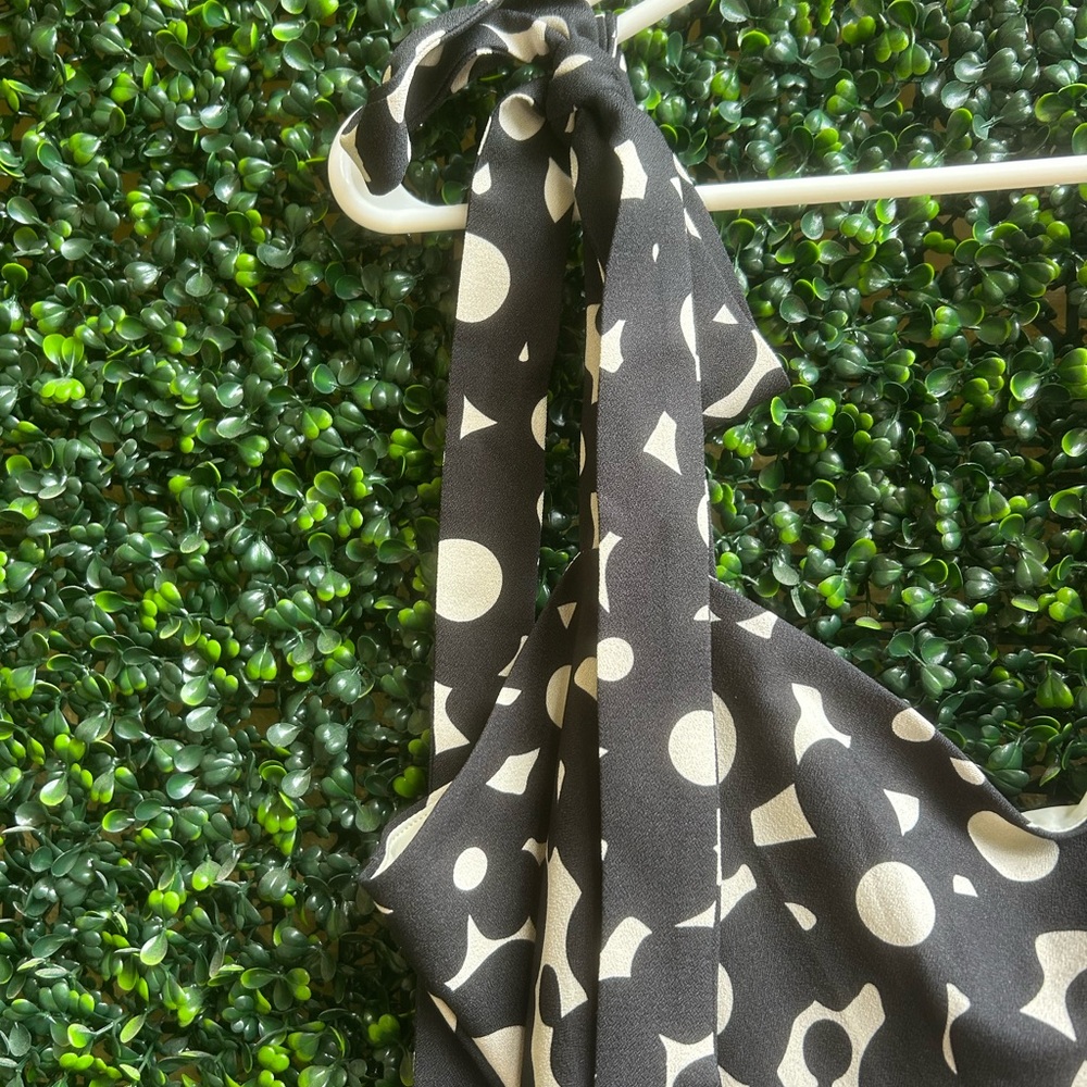 Hutch Black and White Polka Dot Tie-Shoulder Midi Dress - Picture 4 of 4
